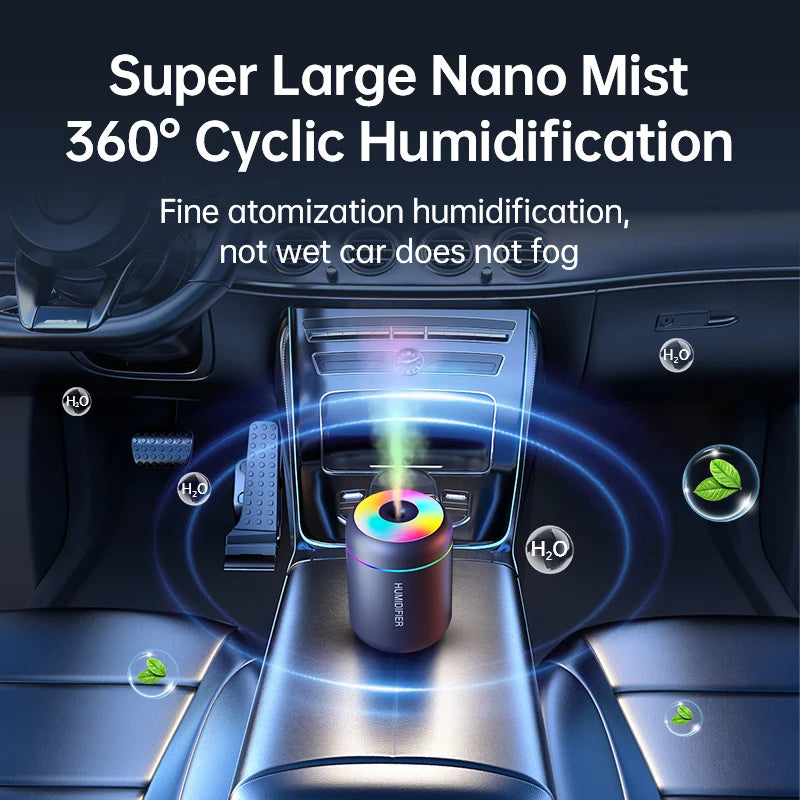 Mini Air Humidifier USB Electric Aroma Diffuser Essential Oil Purifier Aromatherapy Mist Maker Lights For Car Home Bedroom (180ML)